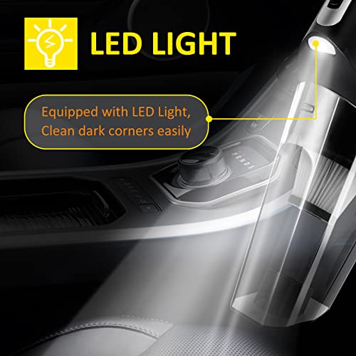 Migtory Car Vacuum Cleaner 4 In 1 Multipurpose Portable With Digital Air Compressor Pump, Dc 12V Tire Inflator For Cars, High Power Car Vacuum With Led Light, Wet & Dry Vacuum, For Car Cleaning #TOP2