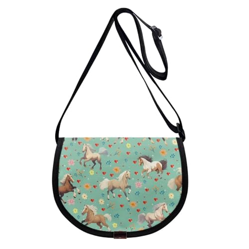 Floral Horse Purse for Girls Boys Kids Age 6-8 10-12 12-14 Small Crossbody Bag Pocketbook Wallets Shoulder Messenger Bags Sling Flight Bags Travel Holiday Weekend2