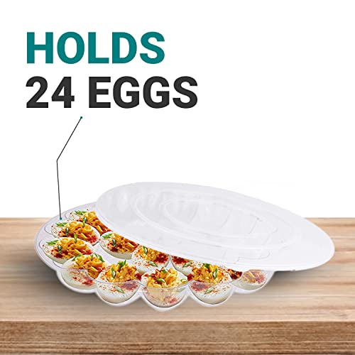 Pro Dispose Deviled Egg Tray Platter Egg Tray Devil Egg Carrier Holds 24 Eggs With Lid - 2 Pack #TOP2
