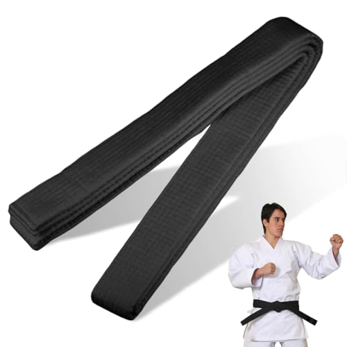JAWUZ Cinturón de judo y karate de 280 cm, para deportes, artes marciales, cinturones profesionales de taekwondo, cinturón de Aikido, cinturón de tela gruesa para adultos (negro)