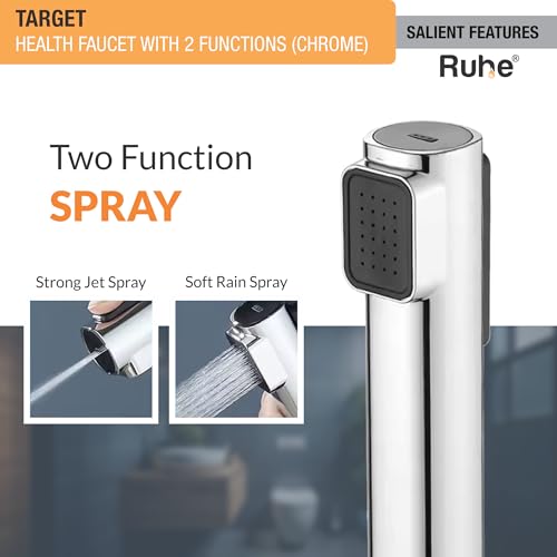 Image of Ruhe Target Water Saving Health Faucet Set for Bathroom | 2 Flow Modes | Handheld Jet Spray for Toilet | ABS Hand Gun with 304-Grade Stainless Steel Flexible Tube 1 Meter and Wall Hook /Holder