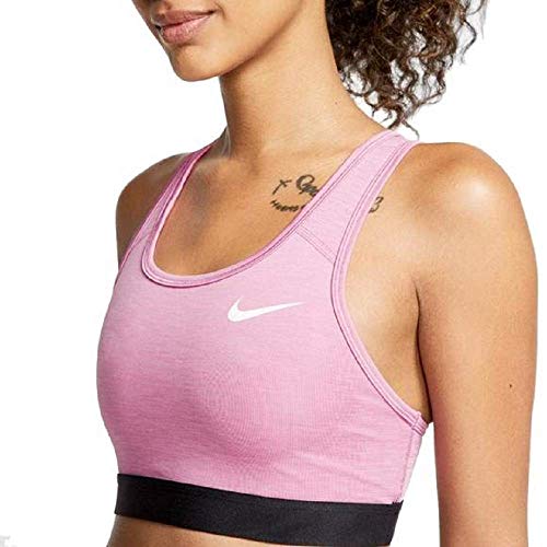 Nike Women's Nike Medium Support Non Padded Sports Bra With Band, Magic Flamingo/Pure/Black/(White), Small
