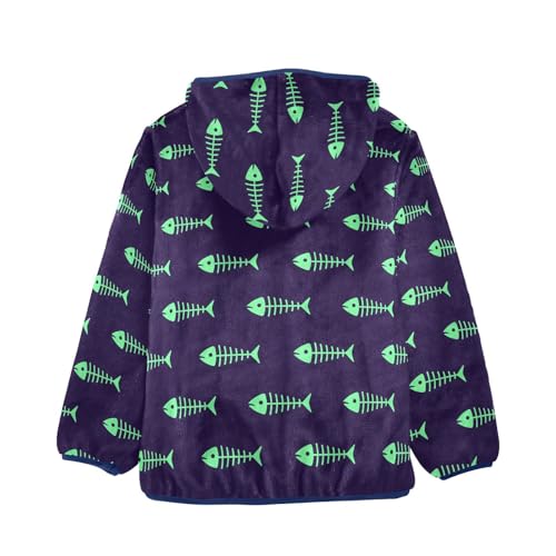 Fish Bone Toddler Fleece Jacket Baby Boys Hooded Zipper Long Sleeve Thick Warm Outerwear 3-10 Years2