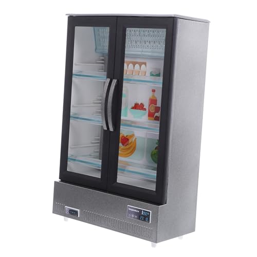 Mini-réfrigérateur congélateur TOYANDONA gris idéal pour décor de cuisine miniature