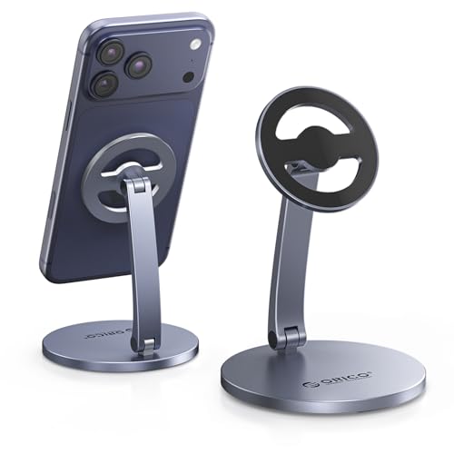 ORICO Support Téléphone MagSafe, Porte Telephone Réglable et Pliable, Support Magnétique Bureau pour iPhone 17/16/15/14/13/12 Pro Max Air, Anneau Métallique Inclus...