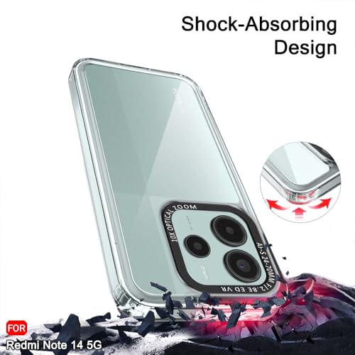 Image of TheGiftKart Hybrid Shockproof Back Cover Case for Mi Redmi Note 14 5G | Stylish Camera Border | Electroplated Buttons | Crystal Clear Hard Back Cover Case (TPU & PC, Transparent Bumper)