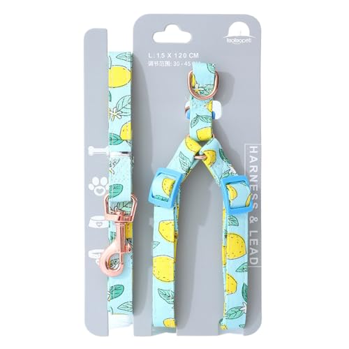 Image of HDKUW Cat Harness with Leash, Fruit Pattern Step in Dog Harness Vest, Adjustable Lightweight Pet Harness for Cat Puppy Small Dogs Lemon S