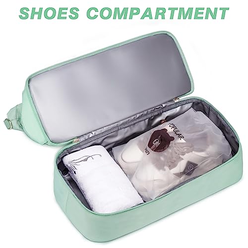 Laripwit Travel Duffle Bag With Shoes Compartment Double Layer Weekender Overnight Bag For Women Gym Tote Bag Traveling Carry On Duffel For Hospital With Toiletry Bag & Usb Charging Port, Green #TOP2
