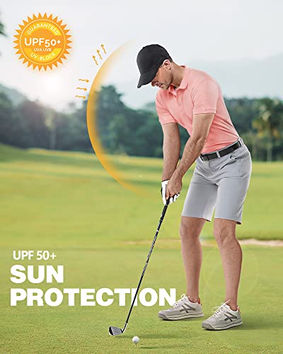 33,000Ft Men's Golf Polo Shirts Short Sleeve Dry Fit Moisture Wicking Outdoor Sports Athletic Tennis Performance T-Shirt Pink #TOP4