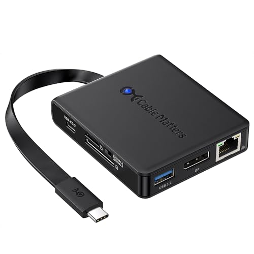 Image of Cable Matters 8-in-1 USB C Hub DisplayPort 1.4, USB C Dock 8K@60Hz / 4K@240Hz DisplayPort, Gigabit Ethernet, USB 3.2 Port, SD Card Reader, with Two Mode Switch, Compatible with Thunderbolt 4
