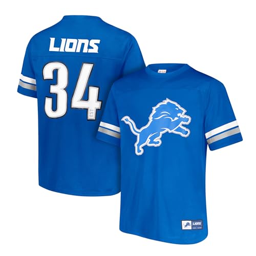 Ultra Game NFL Official Adults Super Soft Vintage Game Day Jersey Shirt - Unisex Detroit Lions Team Color 2023 Large