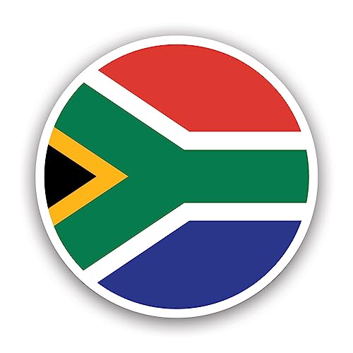 fagraphix Round South African Flag Sticker Decal - Self Adhesive Vinyl - Weatherproof - Made in USA - South Africa Circle 4" Wide