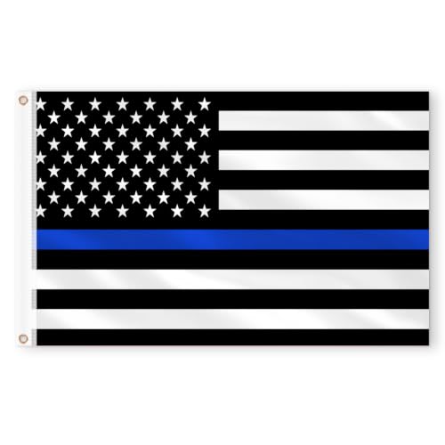Image of AhfuLife 2pcs Thin Blue Line American Flag 3x5 Ft for Outside