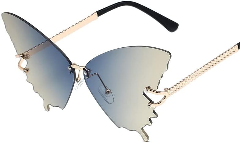 Gradient sunglasses for female vintage metal frameless glasses party decoration