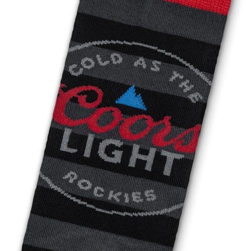 Tee Luv Men\'s Coors Light Beer Socks - Cold As The Rockies Striped Socks (Blue/Red/Gray/Black) - Thumbnail 2