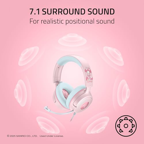 Image of Razer Kraken V4 X Wired USB-C & Type A Gaming Headset, My Melody Edition | Cardioid Mic, Memory Foam Cushions, Chroma RGB Lighting, For PC, Mac, PS5, Nintendo Switch 2