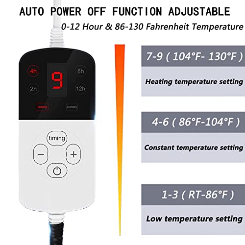 Dokinfish Pet Heating Pad, Electric Dog And Cat Thermal Mat,Adjustable Temperature Warming Heated Cat Bed,With Automatic Shut-Off Timer,Easy To Clean Waterproof Anti-Chewing Cord (19" Grey Cover) #TOP5