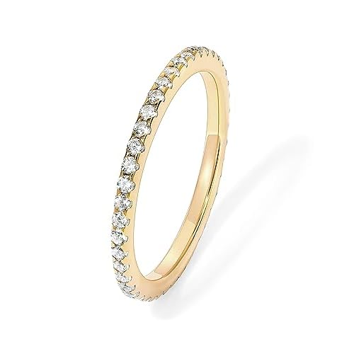 PAVOI 14K Gold Plated Solid 925 Sterling Silver CZ Simulated Diamond Stackable Ring Eternity Bands for Women