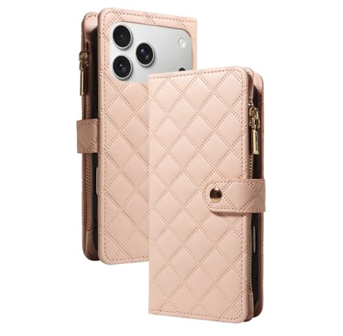 Étui de téléphone à carreaux anti-chute pour iPhone 15 Pro couleur abricot