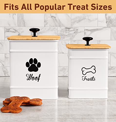 Dog Treat Container Airtight Set Of 2 - 8X6" & 7X5" Dog Treat Jars With Lids Airtight - Dog Treat Jars For Kitchen Counter - Dog Treat Canister - Big Dog Cookie Jar Dog Treat Jar - Pet Treat Container #TOP2