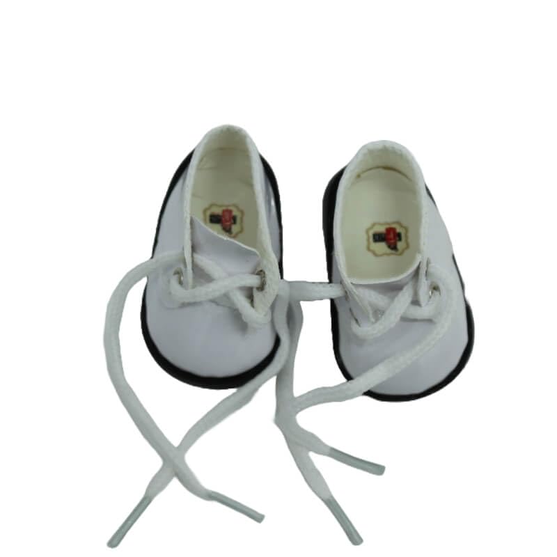 Par Zapatos botín Piel Charol muñecas Sintra, Simona Folk Artesanía, Mari’s, Pepa’s, Naia Vidal Rojas Dolls, Color Blanco, 5.5x3.5cm