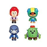 brawl stars action figure confezione da 4 | spike, colt, leon & crow - giocattoli da collezione alti 11,4 cm, mini giocattoli giocabili | p.m.i. regalo con licenza ufficiale per videogiocatori -