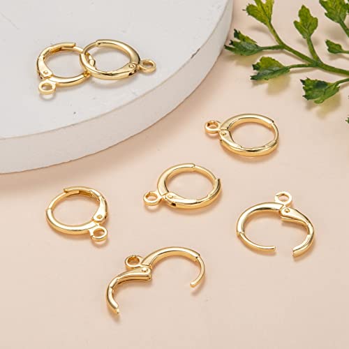 Ph Pandahall 60Pcs Huggie Hoop Earring Findings, 18K Gold Plated Brass Lever Back Earring Hook Gold Huggie Earring With Loop For Men Women Earring Jewelry Making #TOP2