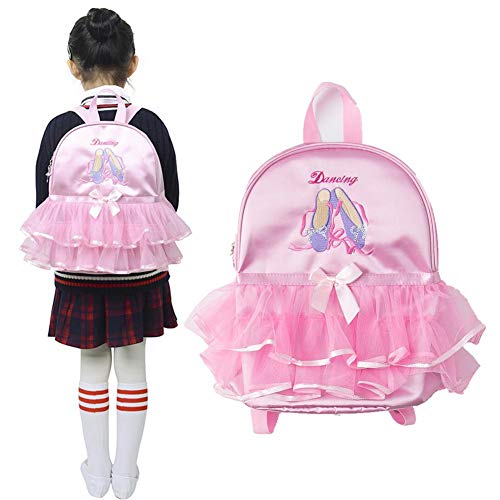 FORYOURS Bolso De Ballet para Niñas, Mochila De Ballet para Niñas con Diseño Bordado, Impermeable, para El Hombro, El Gimnasio, La Escuela, Bolso De Baile Latino para Bailarina Niñas