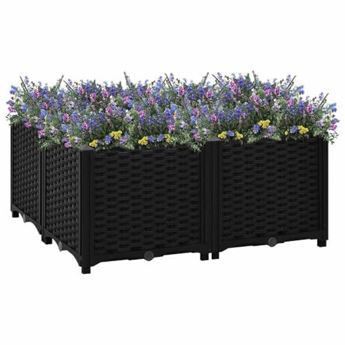 SKTQYQO Fioriera Rialzata 80x80x38 cm in Polipropilene Nero per Giardino, Aiuola Resistente per Piante, Fiori, Erbe e Verdure con Ampio Spazio di Coltivazione Questo titolo, lungo