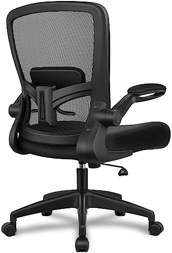 Office Chair, FelixKing Ergonomic Desk Chair Breathable Mesh Chair with Adjustable High Back Lumbar Support Flip-up Armrests, Executive Rolling Swivel Comfy Task Computer Chair for Home Office (Black)