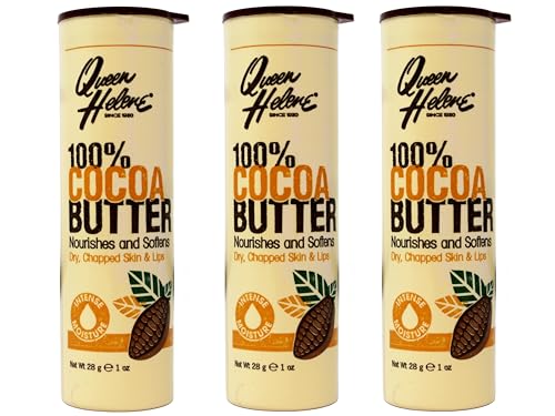 Queen Helene 100% Cocoa Butter Stick Nourishes & Softens Dry Chapped Skin and Lips On-the-Go Tube 1 oz (Pack of 3)