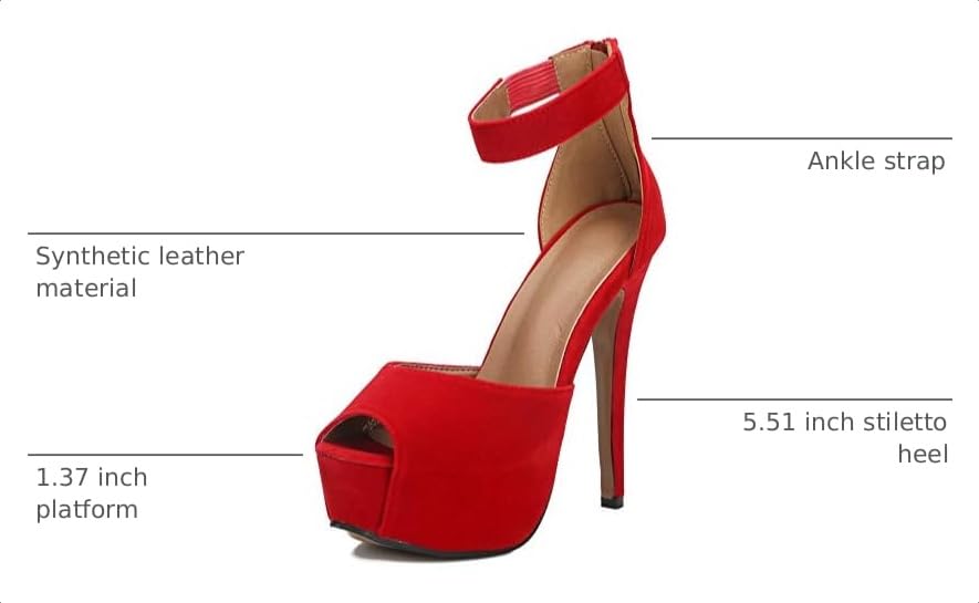 Image of MAIERNISI JESSI Women's Platform High Heel Sandals, Ankle Strap, Peep Toe, Stiletto Heels, Zip