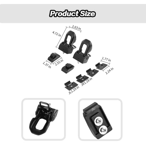 Image of JeCar Aluminum Hood Latches for Jeep Wrangler JK JKU JL JLU & Gladiator JT 2007-2018 -2024 2025+