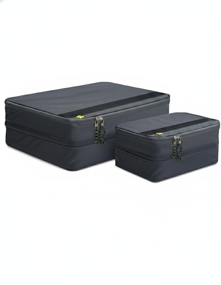 Spigen Life Compression Packing Cube 2 Pack (1 Small + 1 X-Large) Travel Luggage Organizer for Suitcases & Carry on, Expandable, Water-Resistant, Durable, Lightweight, 2-way Zippers – Grotto Gray