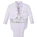 Lito Angels Conjunto de 5 piezas traje vestir para niños bebé, esmoquin blanco para boda, fiesta formal, ceremonia y ocasión especial (con fajín plateado y pajarita) 18 a 24 meses