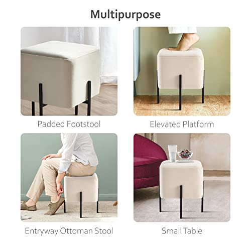 Get Set Style Vanity Stool Chair, Vanity Stool For Makeup Room, Modern Velvet Rectangular Foot Stools Ottoman With Metal Legs, Small Side Table, Extra Seating For Living Room Entryway Office #TOP5