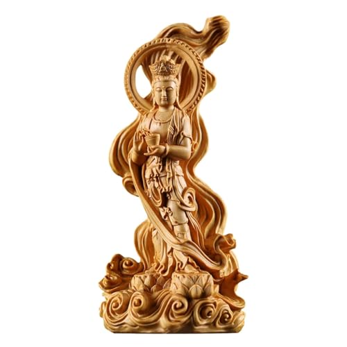 ALANIZ Estatua de Buda Feng Shui, Escultura de Guanyin, Estatua de Buda de Madera, Tallas de Madera de Thuja, Estatuas de Buda for Adoración en el Hogar, Tallas de Madera, Personas y Dioses