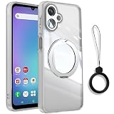 Ausrann Galaxy A25 5G 用ケース ギャラクシー A25 カバー SC-53F SCG33 カバー 360°回転マグネットスタンド 縦横両対応 フィンガーストラップ付き ストラップホール付き レンズ保護 耐衝撃 シリコン TPUバンパー + 黄変防止 透明 おしゃれ PC 米軍MIL規格 車載ホルダー 対応 CX(クリア)