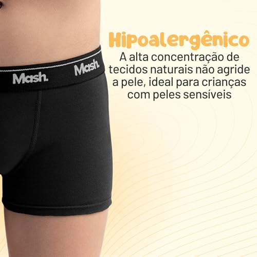 Kit 10 Cuecas Infantil Menino Boxer Mash Algodão | 2 Preto - 2 Branca - 1 Cinza - 2 Jeans - 2 Marinh