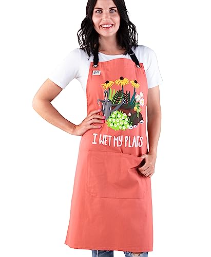 Lazy One Gardening Apron For Women, Adorable Floral Woven Cotton Adjustable Apron For Gardening, Aprons For Women With Pockets, I Wet My Plants Pink Garden Apron #TOP29