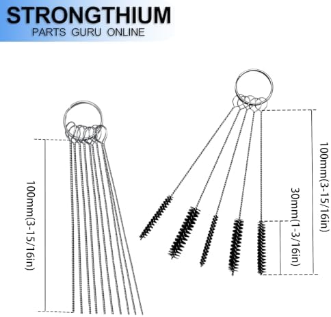 Strongthium 구리 카뷰레터 제트 클리닝 도구 키트 토치 팁 클리너 세트, 오토바이 잔디 깎는 기계, ATV 체인톱, 소형 엔진 카뷰레터 클리닝 바늘 10개, 나일론 브러시 5개 및 피크 포함 — 사진 4