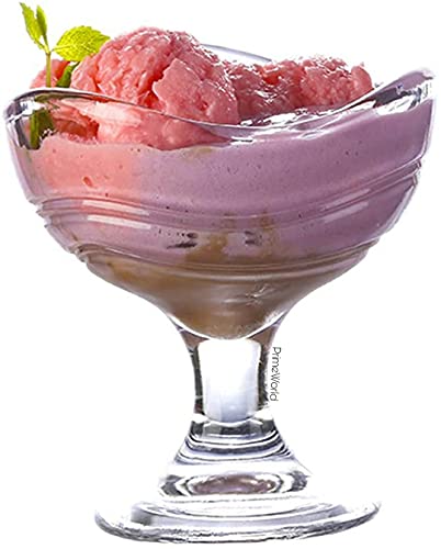 Image of PrimeWorld glass European 120 ml Lotus Ice Cream Bowl, Dessert Cup for Sundae, Sweets,Snacks, Fruit, Pudding, Nuts or Dip, Serving Bowls Set of 6 Pcs Lead Free and BPA Free etc
