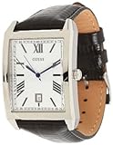 Guess Men's U96008G1 Black Leather Quartz Watch with White Dial