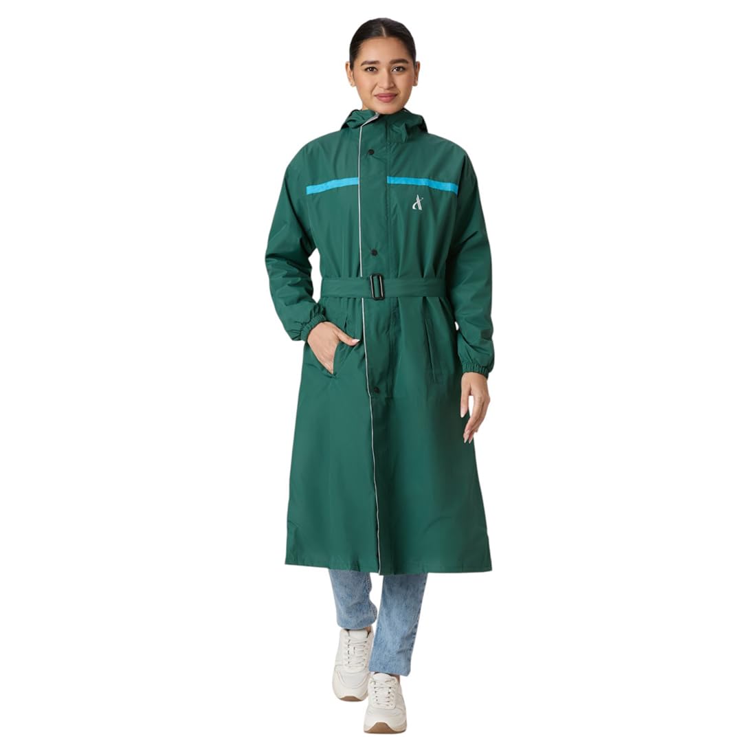 aashi Women's Reversible Raincoat | Waterproof Hooded Rainwear | Dual Closure, Belt & Multiple Pockets-picture-22