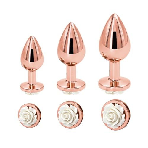 Bouchon anal ensemble de 3 tailles en métal avec cristal rond pour femme et homme