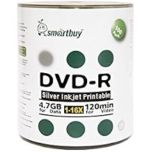 Smart Buy 1000 Pack DVD-R 4.7gb 16x Silver Printable Inkjet Blank Record Disc, 1000 Disc 1000pk