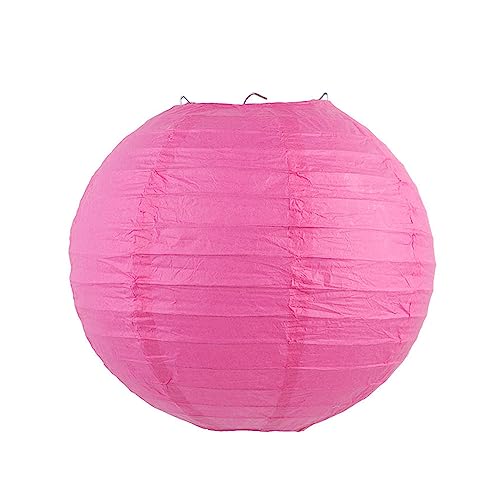 Surwin Lot de 8 Lanternes Papier Suspensions Ronde Lanterne en Papier Chinoise Multicolore Abat-Jour pour Décoration de Anniversaire, Diplôme, Fête Prénatale, Mariage (40cm,Rose Rouge)