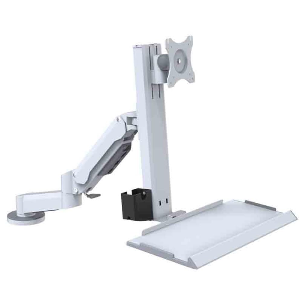 Monitor Stand White Dual Arm Table Style Monitor Stand with A Regular Tray That Can Rotate and Support