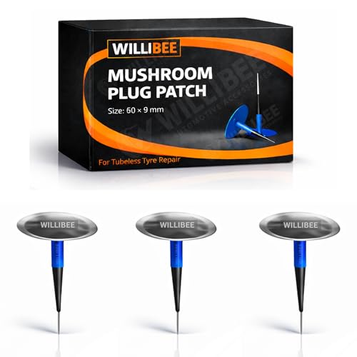 Image of WILLIBEE 3 Pcs Mushroom Plug Tubeless Tyre Puncture Repair Kit for Bike & Car | Tire Puncher Repair Patche (3 Pcs, (60 x 9mm))