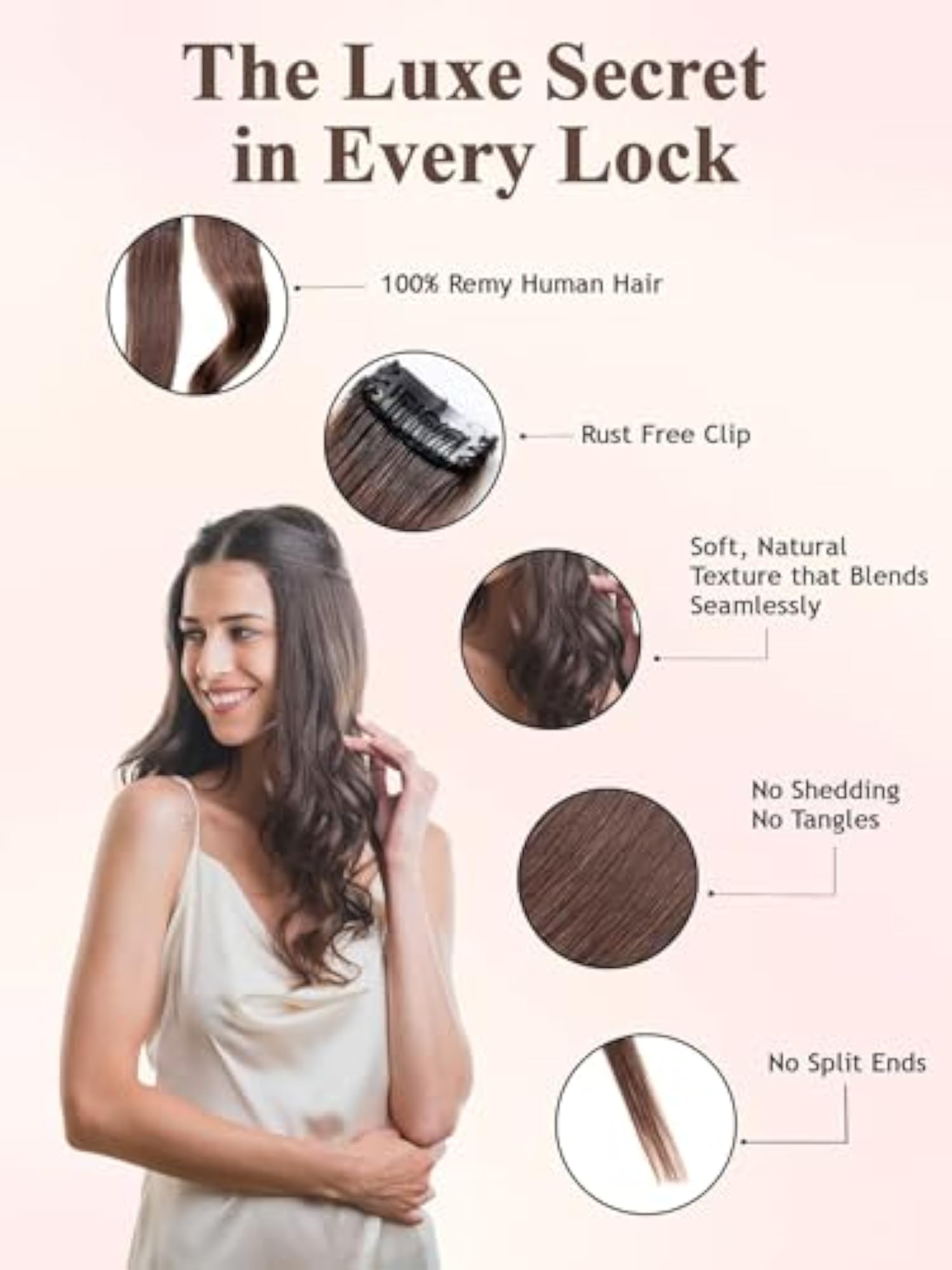 100% Natural Human Clip In Streaks, Pack of Two